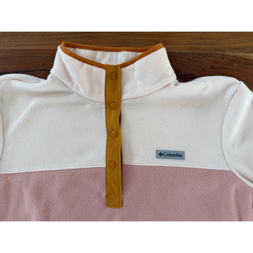 Columbia Benton Springs Fleece Pullover XXL Pink Cream Colorblock XL4503 Snap Up - Picture 2 of 8